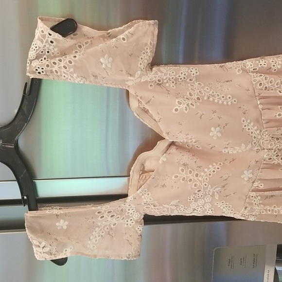 💕DRESS THE POPULATION💕 River Off the Shoulder Tiered Hem Dress ~ Blush XS NWT - Picture 10 of 15